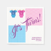 Serviette En Papier Twins Baby shower Party Girl Boy. (Devant)