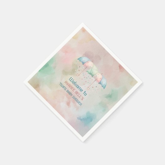 Serviette En Papier Twins Boy and Girl Douche parapluie (Coin)