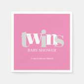 Serviette En Papier Twins Fille Baby shower rose rose (Devant)