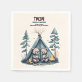 Serviette En Papier Twins Rustic One Happy Camper Anniversaire (Devant)