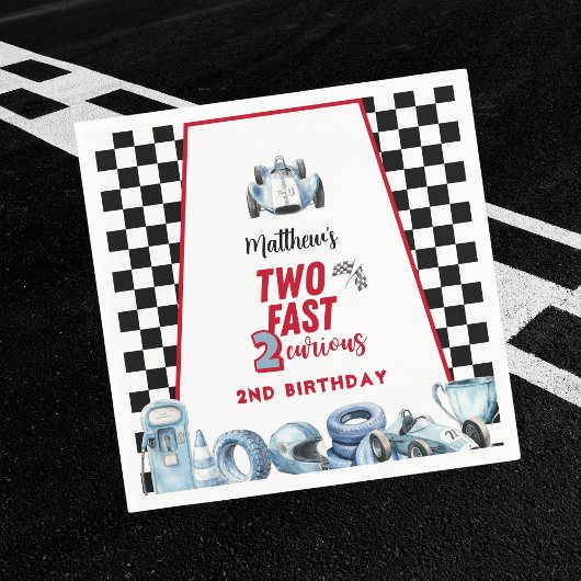 Serviette En Papier Two Fast 2nd birthday Boy Racing Car 