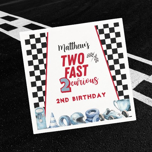 Serviette En Papier Two Fast 2nd birthday Boy Racing Car Invitation