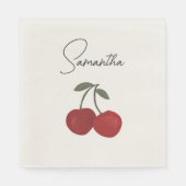 Serviette En Papier Two Red Cherries Illustration | Cute Fruit Art  (Devant)