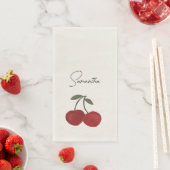 Serviette En Papier Two Red Cherries Illustration | Cute Fruit Art  (En situation)