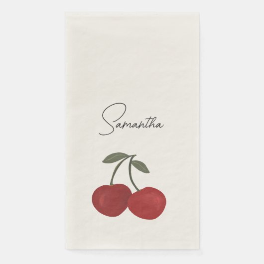Serviette En Papier Two Red Cherries Illustration | Cute Fruit Art  (Devant)