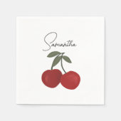 Serviette En Papier Two Red Cherries Illustration | Cute Fruit Art (Devant)