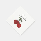 Serviette En Papier Two Red Cherries Illustration | Cute Fruit Art (Coin)