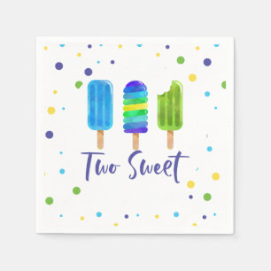 Serviette En Papier Two Sweet pop 2e anniversaire bleu vert