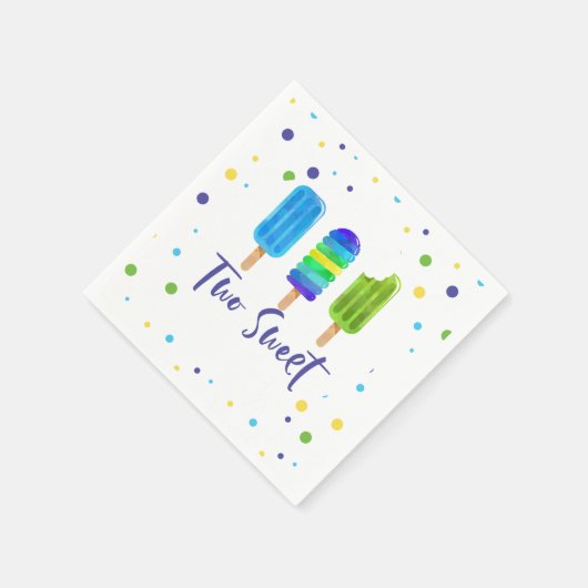 Serviette En Papier Two Sweet pop 2e anniversaire bleu vert (Coin)