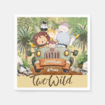 Two Wild Safari Animals Driving Car 2nd Birthday 