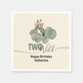Serviette En Papier Two Wild Tropical Giraffe Animal Birthday Party  (Devant)