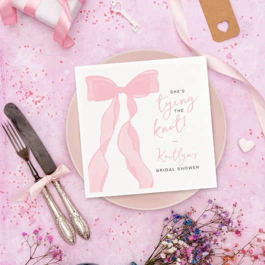 Serviette En Papier Tying The Knot Elegant Pink Bow Bridal Shower