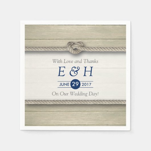 Serviette En Papier Tying The Knot Rustic Beach Wedding (Devant)