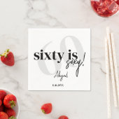 Serviette En Papier Typographie audacieuse avec Calligraphie 60ème ann (En situation)