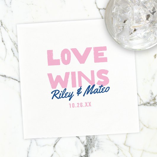 Serviette En Papier Typographie audacieuse LOVE WINS Mariage