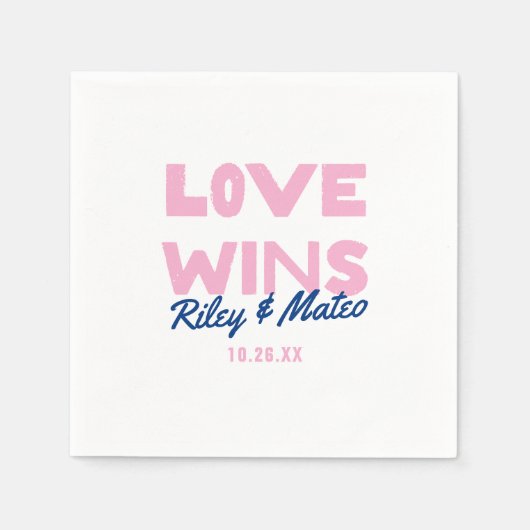 Serviette En Papier Typographie audacieuse LOVE WINS Mariage (Devant)