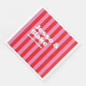Serviette En Papier Typographie audacieuse, mariage rose et rouge (Coin)