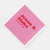 Serviette En Papier Typographie audacieuse, mariage rose et rouge (Coin)