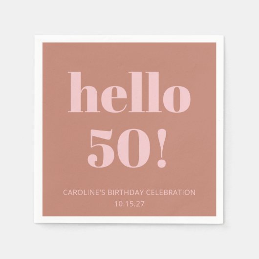 Serviette En Papier Typographie audacieuse Terracotta Blush Anniversai (Devant)
