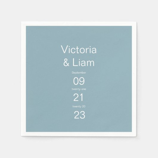 Serviette En Papier Typographie bleu moderne simple (Devant)