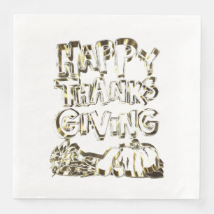 Serviette En Papier Typographie bon thanksgiving Citrouille de récolte