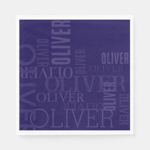 Serviette En Papier Typographie Cool en bleu foncé