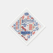 Serviette En Papier Typographie de baseball Rouge Blanc Bleu Bleu Trap (Coin)