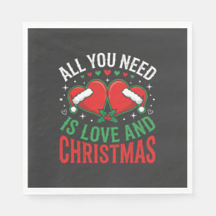 Serviette En Papier Typographie de chapeau de Père Noël d'amour de Noë
