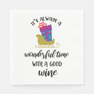 Serviette En Papier Typographie de la citation de Noël - Vin de temps