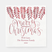 Serviette En Papier Typographie de l'effet Rouge Joyeux Noël (Devant)
