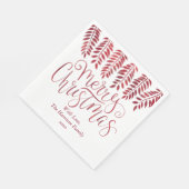 Serviette En Papier Typographie de l'effet Rouge Joyeux Noël (Coin)
