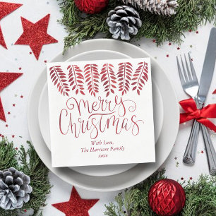 Serviette En Papier Typographie de l'effet Rouge Joyeux Noël
