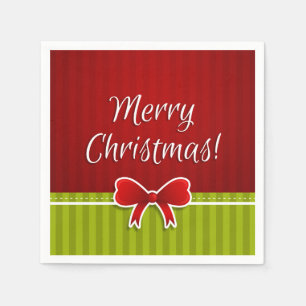 Serviette En Papier Typographie de Noël moderne Red Green Joyeux