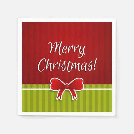 Serviette En Papier Typographie de Noël moderne Red Green Joyeux (Devant)