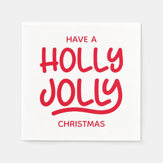 Serviette En Papier Typographie de Red Holly Jolly (Devant)