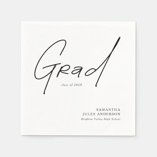 Serviette En Papier Typographie de script de grade moderne Diplômé (Devant)