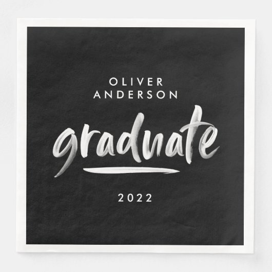 Serviette En Papier Typographie de script moderne fête de graduation n (Devant)