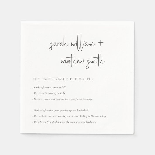 Serviette En Papier Typographie de script noir et blanc minimes Fun Fa (Devant)