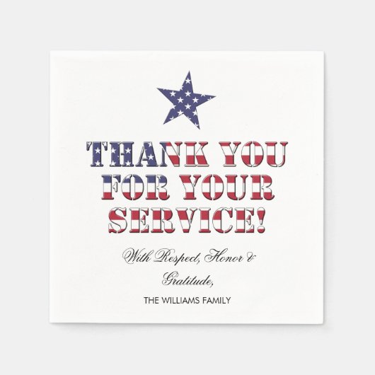 Serviette En Papier Typographie des étoiles et des rayures Merci des v (Devant)