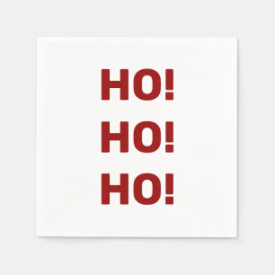 Serviette En Papier Typographie des Fêtes de Noël de Ho Ho Red Blanc