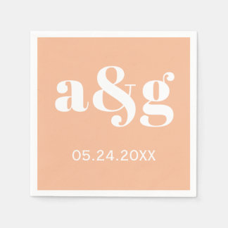 Serviette En Papier Typographie des initiales blanches sur le mariage 