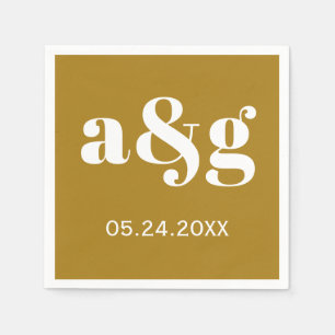 Serviette En Papier Typographie des initiales blanches sur mariage bru
