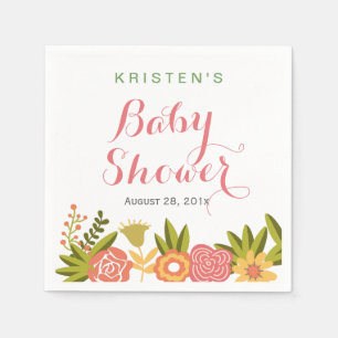 Serviette En Papier Typographie du baby shower Nature Chic Floral