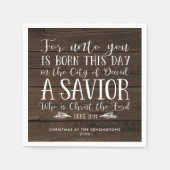 Serviette En Papier Typographie du couplet de Noël en bois rustique (Devant)