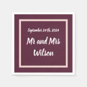 Serviette En Papier Typographie Élégante Moderne sur Or Rose Violet (Devant)