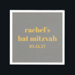 Serviette En Papier Typographie en gras gris jaune Bat mitzvah personn<br><div class="desc">Typographie Gras Jaune et Gris Personnalisé Bat mitzvah serviettes</div>