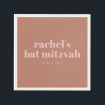 Serviette En Papier Typographie en gras personnalisée Bat mitzvah rose<br><div class="desc">Serviettes bat mitzvah modernes et simples,  personnalisées,  avec typographie audacieuse en terre cuite et rose.</div>