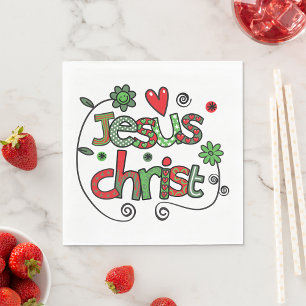 Serviette En Papier Typographie festive chrétienne Jésus-Christ