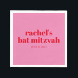 Serviette En Papier Typographie Gras Personnalisée Rose Rouge Bat mitz<br><div class="desc">Typographie personnalisée en gras rose vif et rouge Bat mitzvah moderne Napkins</div>