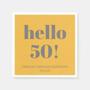 Serviette En Papier Typographie Gris jaune moderne fête d'anniversaire